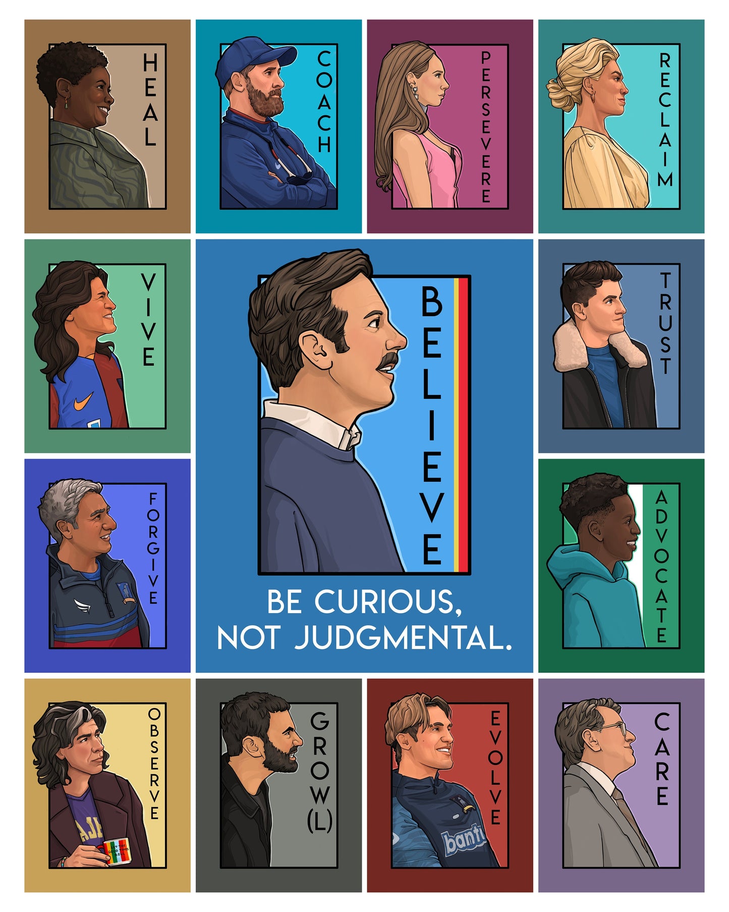 Be Curious, Not Judgemental Collage  - Medium Print